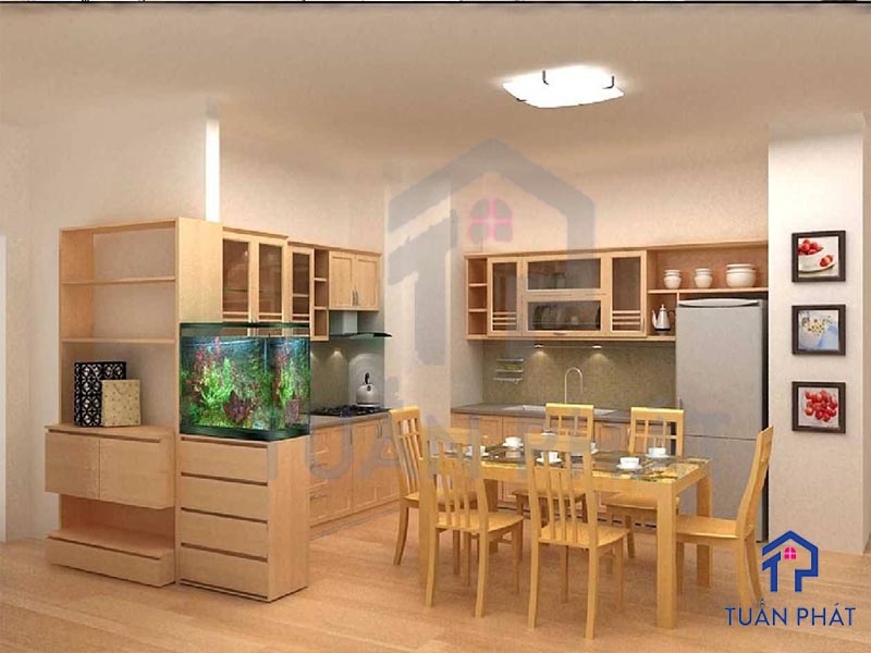 Thiết kế nội thất gỗ tự nhiên phòng bếp