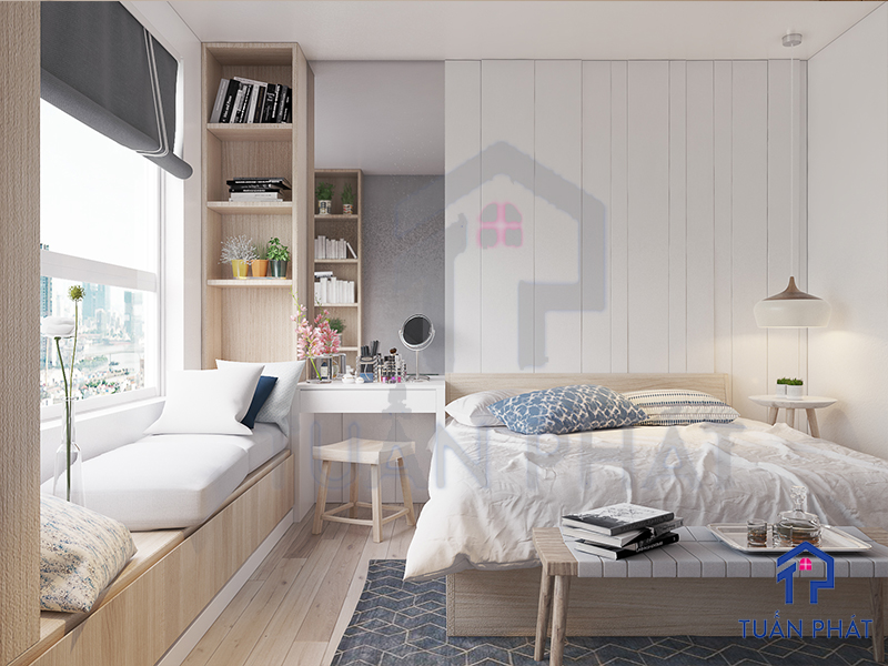 Thiết kế nội thất chung cư 73m2 Bình Dương 21 Thiết kế nội thất chung cư 73m2 Bình Dương - Phòng ngủ bố mẹ