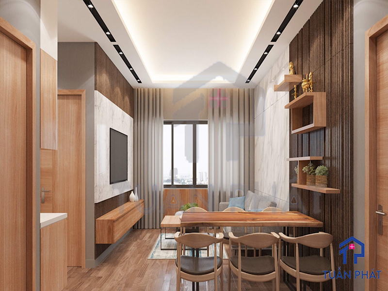 Thiết kế nội thất chung cư 73m2 Bình Dương 7 vừa có thể che bớt đi ánh sáng khi cần thiết