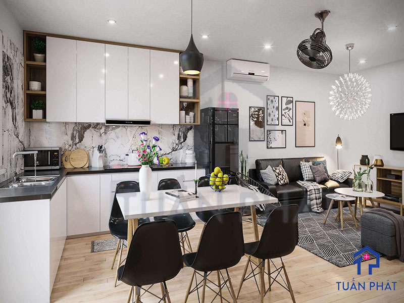 20+ Các Mẫu Thiết Kế Nội Thất Phòng Khách Liền Bếp Tiện Lợi Tiết Kiệm Không Gian 21 thiet ke noi that phong khach lien bep 13