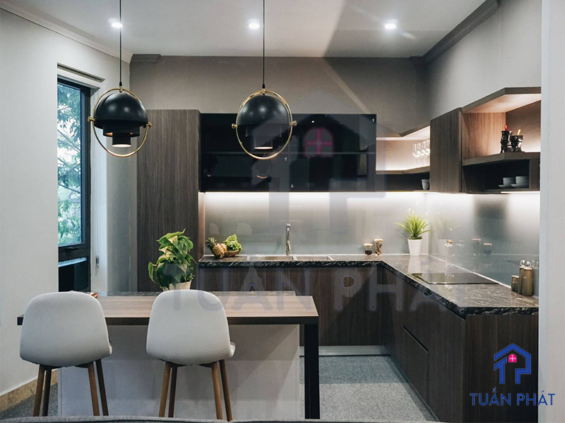 Sự khác biệt của tủ bếp Melamine, Laminate, Acrylic - Chọn Loại Nào? 5 Tủ bếp bề mặt phủ Laminate