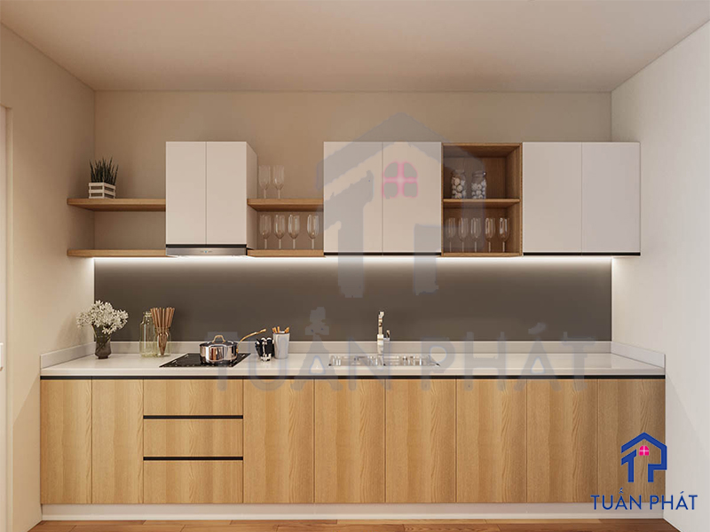 Sự khác biệt của tủ bếp Melamine, Laminate, Acrylic - Chọn Loại Nào? 2 Tủ bếp bề mặt phủ Melamine