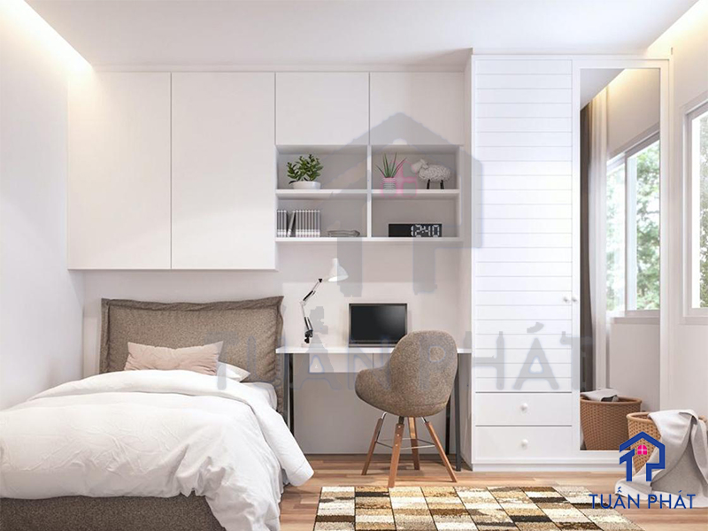 Top những ý tưởng thiết kế phòng ngủ 10m2 hot nhất hiện nay 10 Sử dụng giường tầng hoặc giường có chỗ đựng ở dưới thay vì giường truyền thống