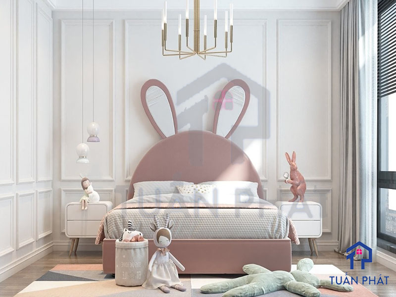 Nội thất phòng ngủ cho bé gái 18 tuổi - cặp sinh đôi - Thiết kế hình dáng Hello Kitty