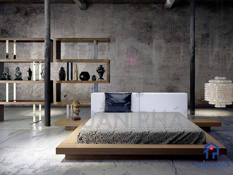Phòng ngủ giường bệt và các loại vật liệu chế tạo thành giường