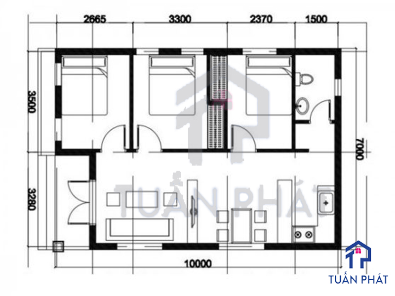 Mẫu nhà 8x7m 2 tầng đẹp 55m2 600 triệu thiết kế thông minh