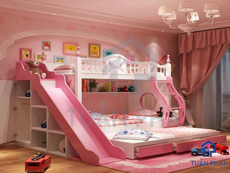 Có nên lựa chọn mẫu giường tầng màu hồng trong phòng ngủ hay không?