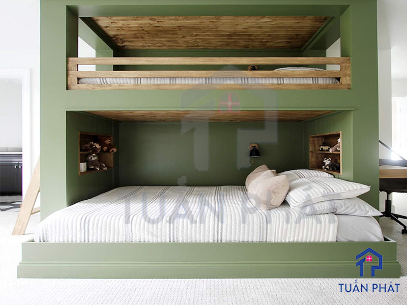 Kích thước chuẩn của giường tầng màu xanh