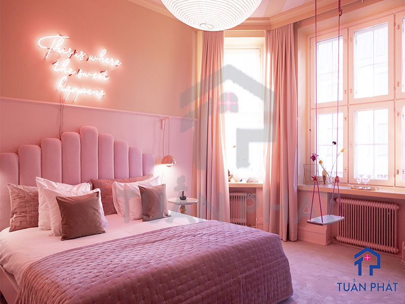 Thiết kế phòng ngủ màu hồng đẹp và được ưa chuộng nhất 2022