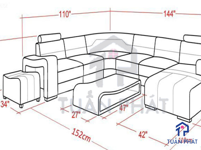 Kích thước ghế sofa mẫu đơn