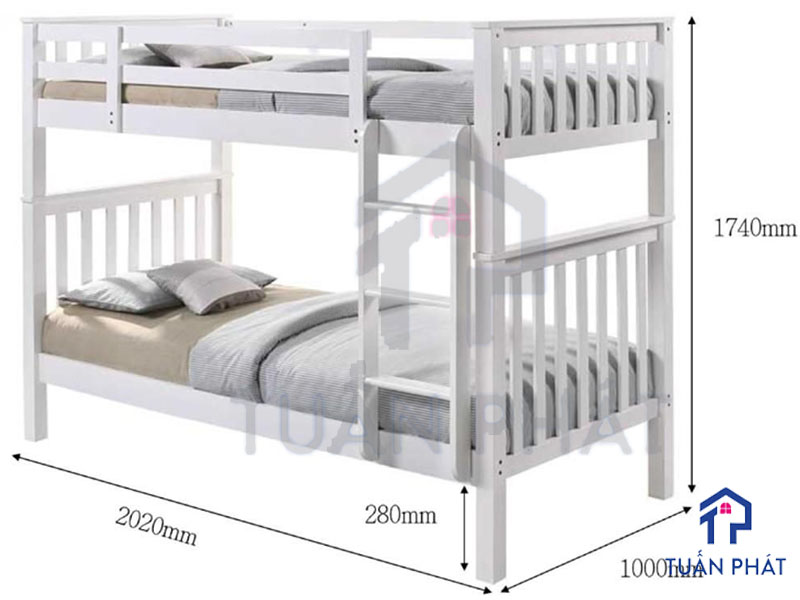 Kích thước giường tầng dành cho bé trên 10 tuổi