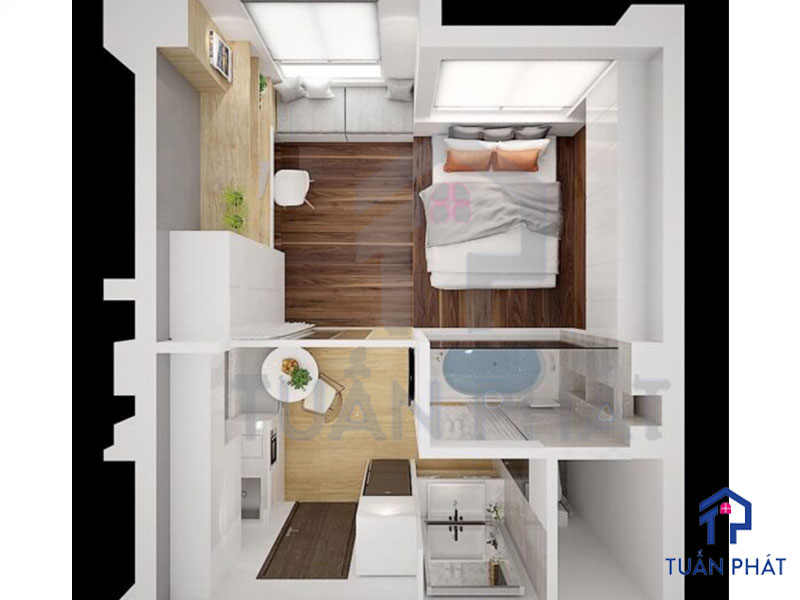 Thiết kế thông minh cho căn hộ studio 30m2 với gam màu trắng chủ đạo