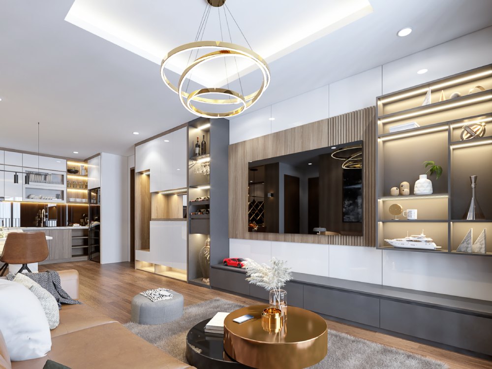 gỗ công nghiệp trang trí phòng khách