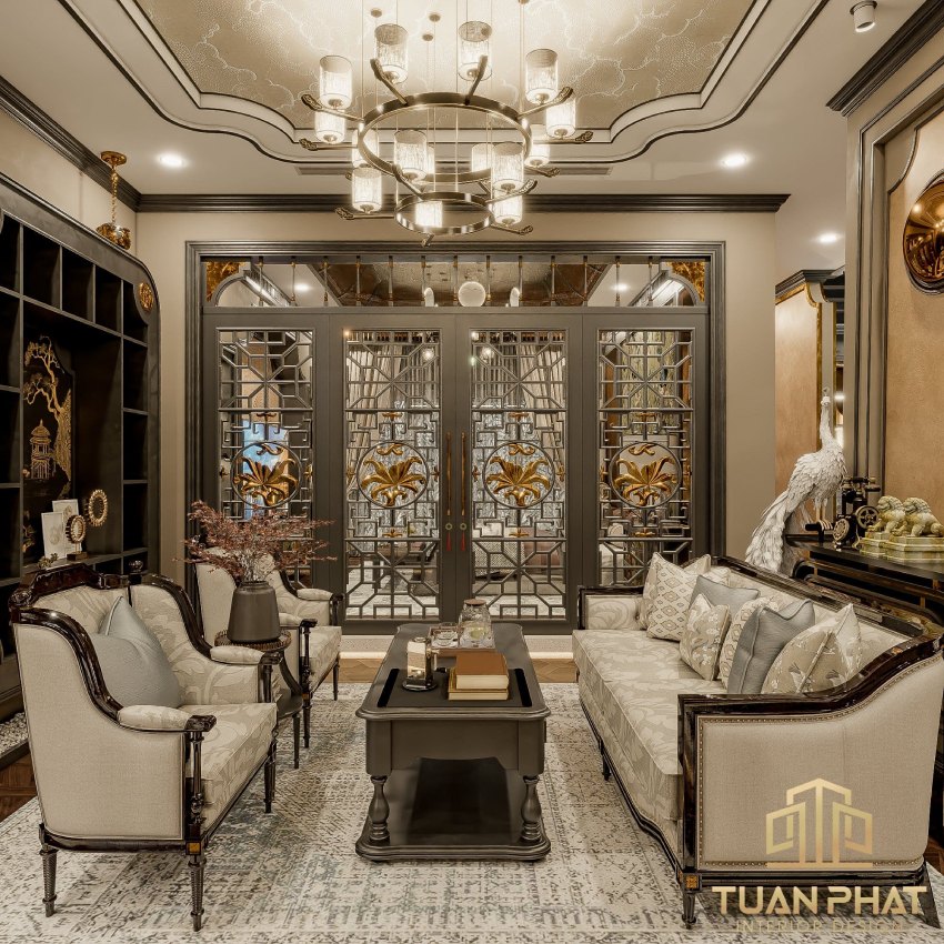 nội thất gỗ phòng khách Indochine