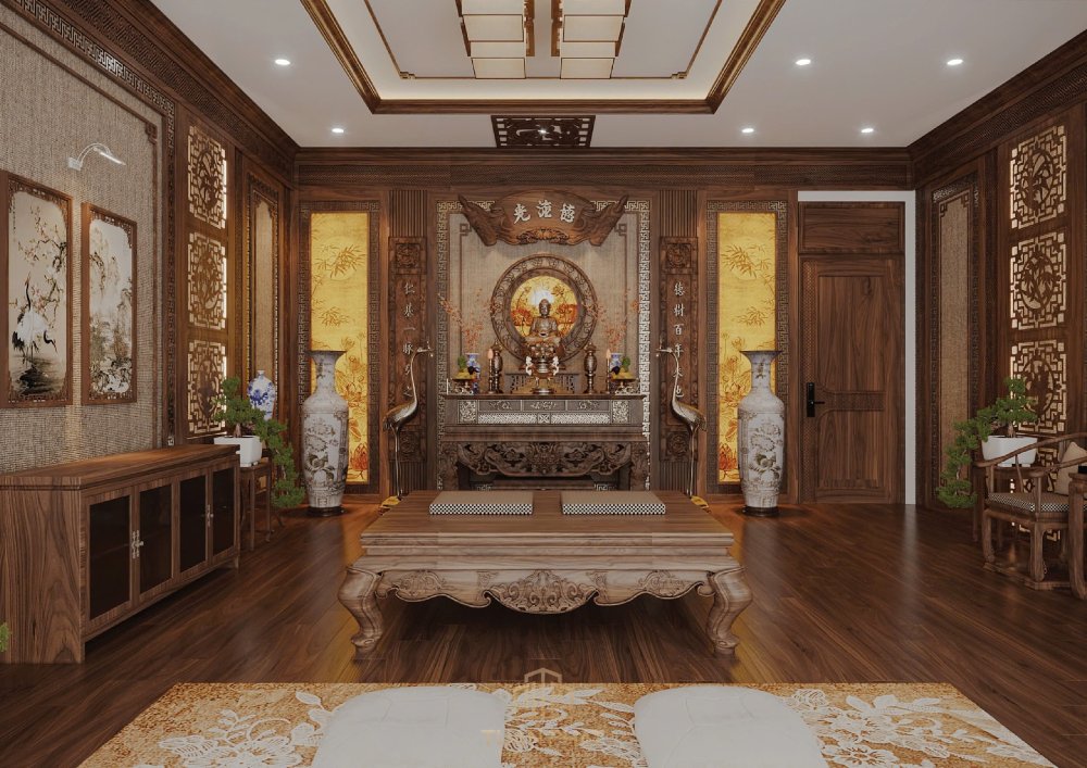 20+ Mẫu thiết kế phòng thờ đẹp, hiện đại, đúng phong thủy 8 nội thất phòng thờ biệt thự