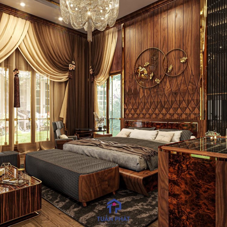 phòng ngủ nội thất gỗ óc chó