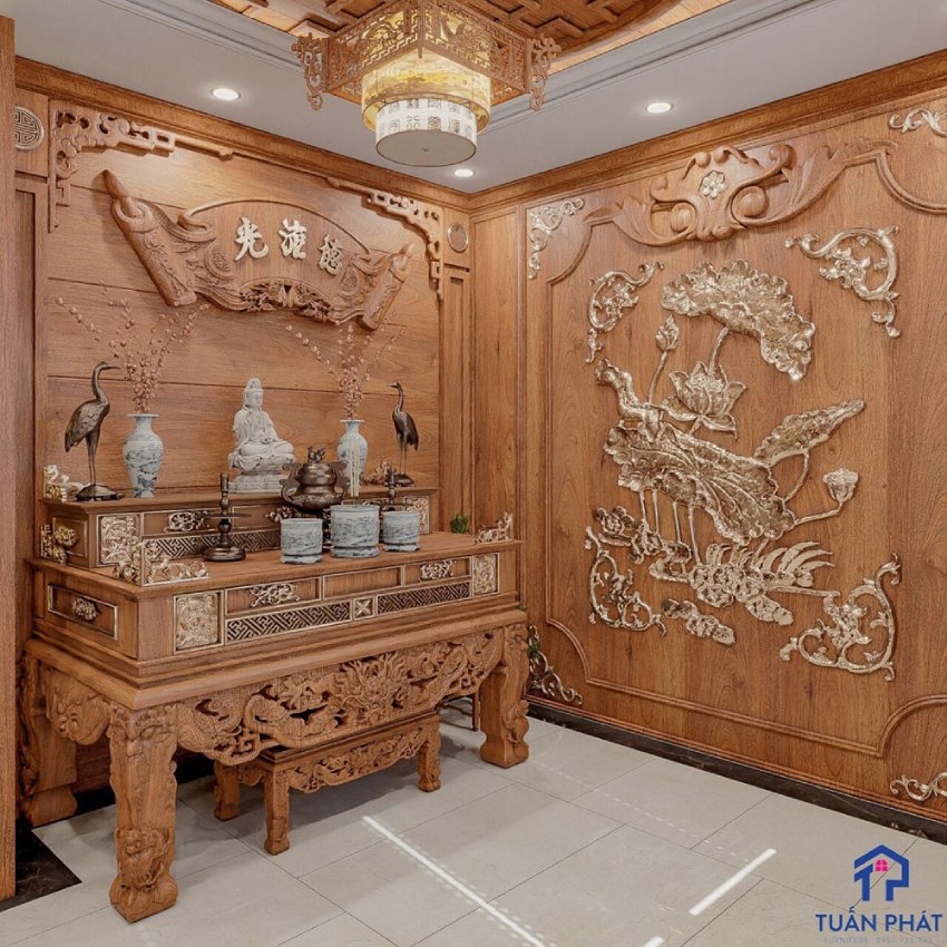 20+ Mẫu thiết kế phòng thờ đẹp, hiện đại, đúng phong thủy 7 phòng thờ biệt thự sang trọng
