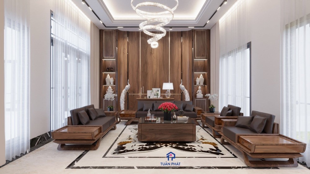 Thi công nội thất phòng khách biệt thự