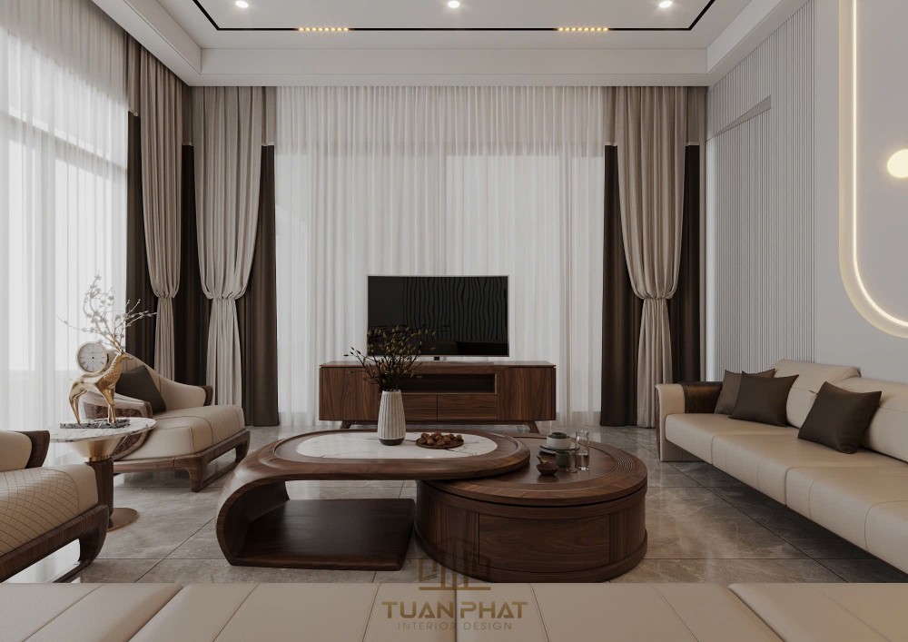 thi công nội thất phòng khách biệt thự