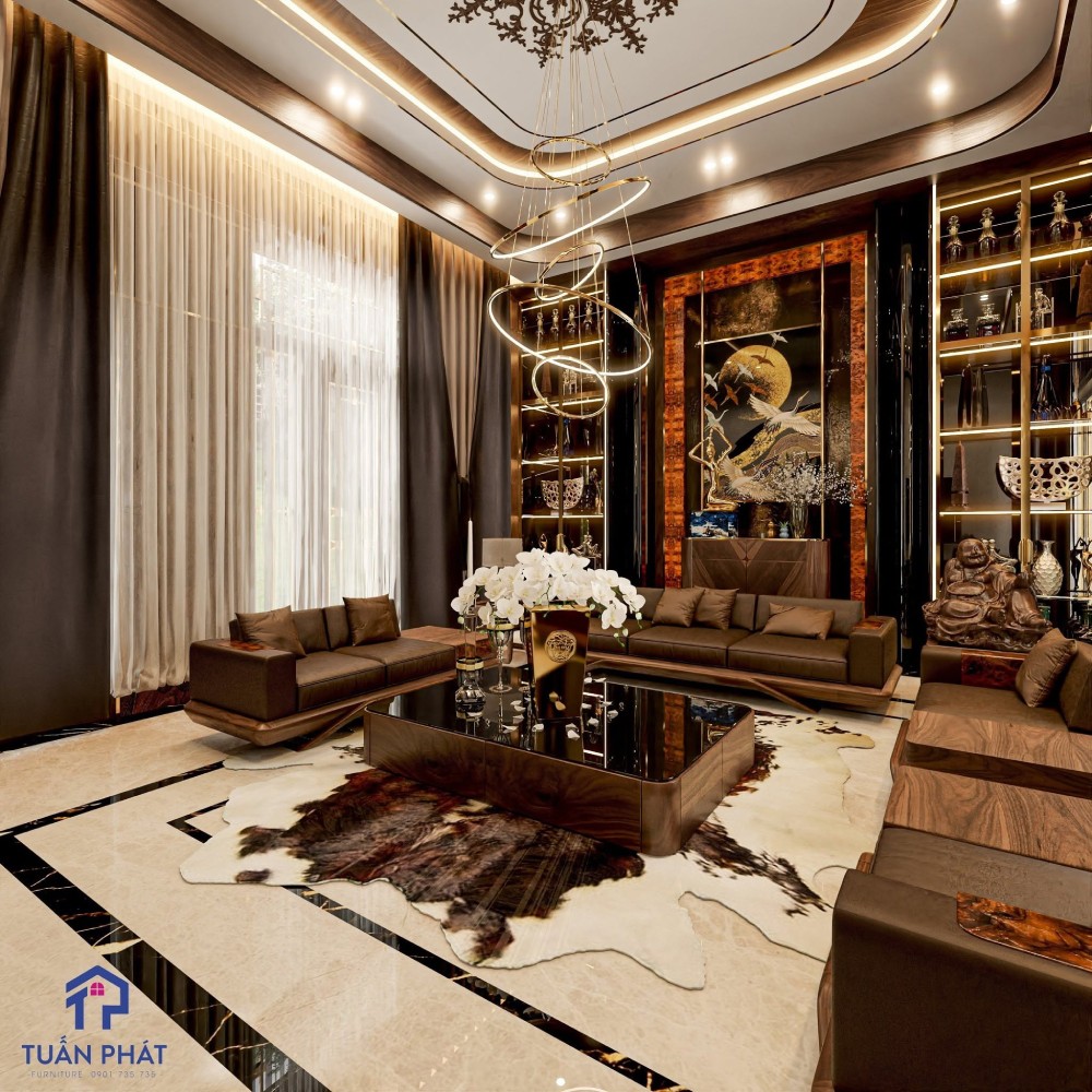 Thi công phòng khách Luxury