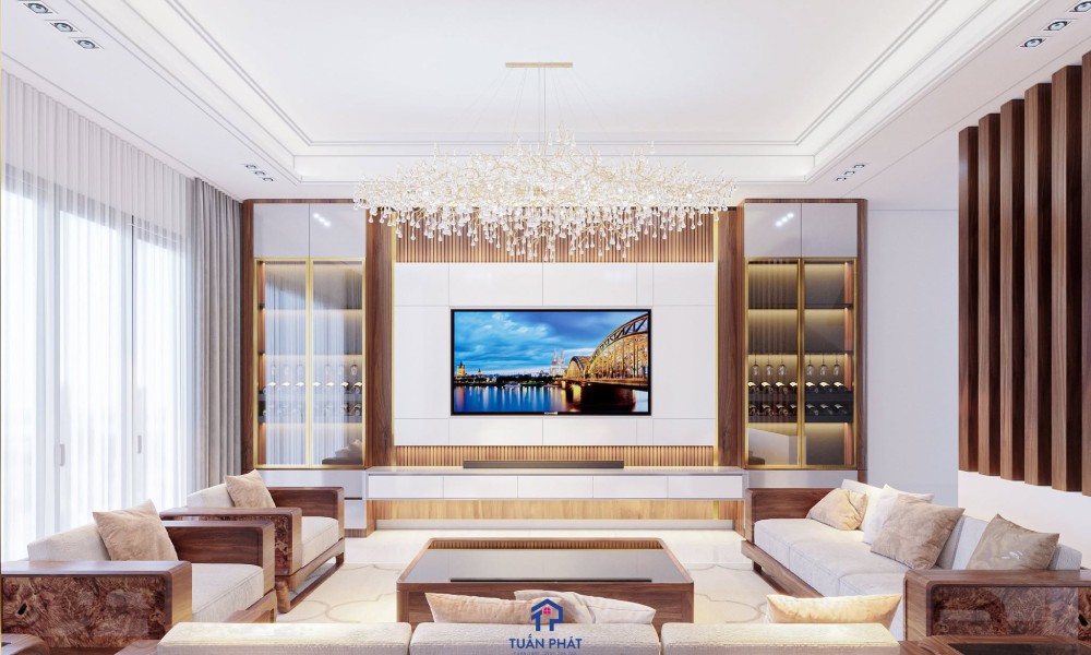 thi công tủ rượu phòng khách
