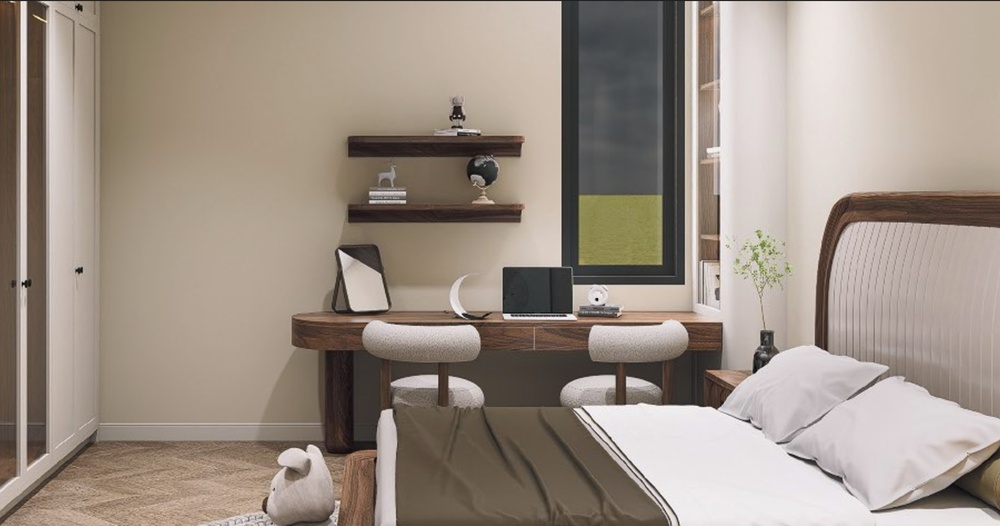 Bàn làm việc gỗ óc chó hiện đại, tiện lợi BL07