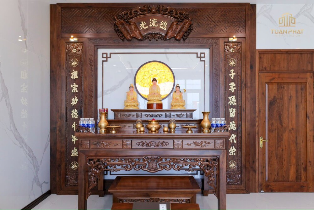 bàn thờ lớn gỗ óc chó Cần Thơ