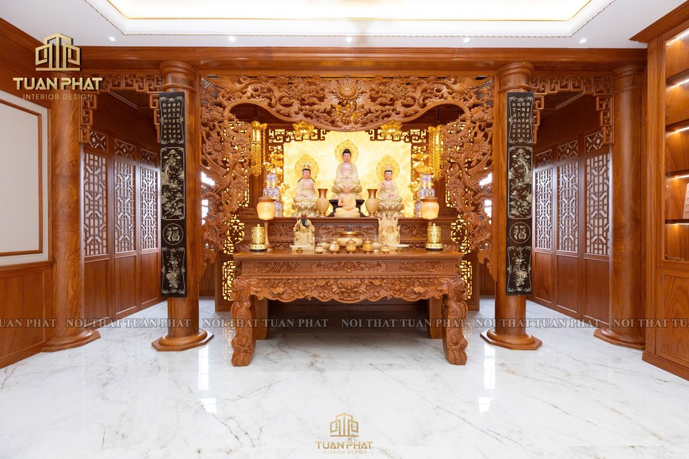 Bàn thờ Phật gỗ gõ đỏ biệt thự - BT20