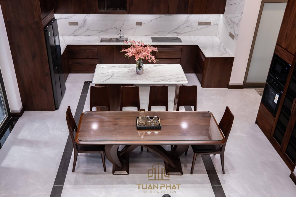 Bộ bàn ăn gỗ óc chó nguyên khối kèm ghế BG08