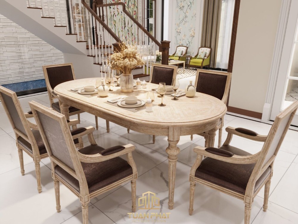 Bộ bàn ghế ăn tân cổ điển Bình Dương