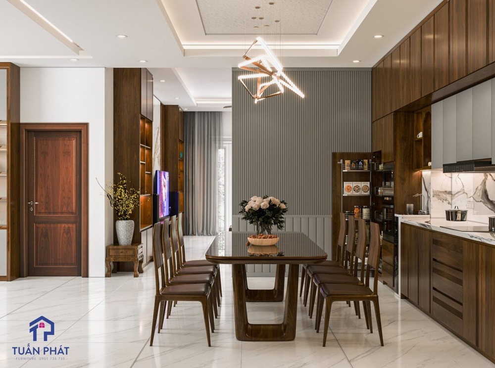 Bộ bàn ghế gỗ óc chó đơn giản, hiện đại BG18