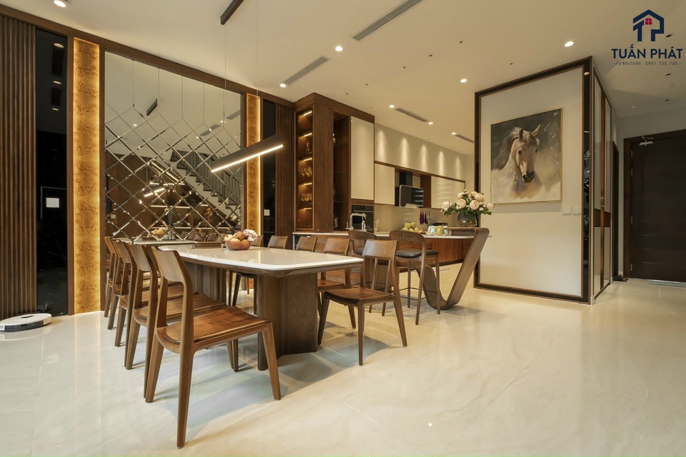Bộ bàn ghế gỗ óc chó hiện đại, đơn giản BG21