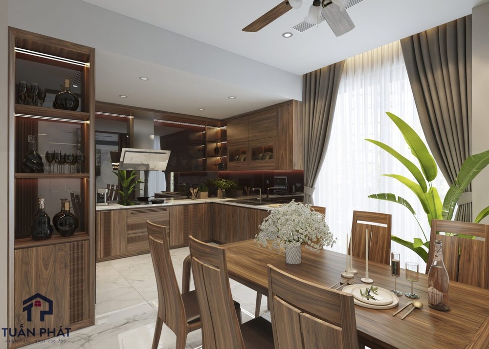 Bộ bàn ghế gỗ óc chó nguyên khối hiện đại BG22