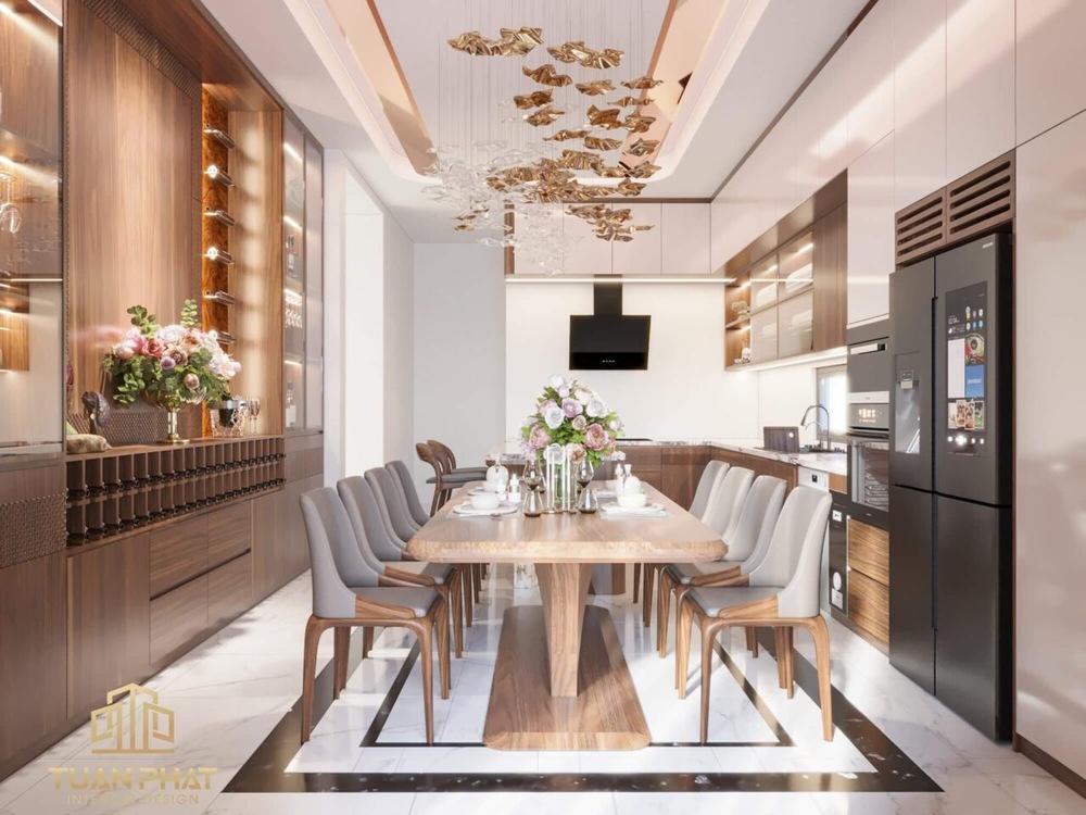 Bộ bàn ghế gỗ óc chó phối da xám ghi BG17