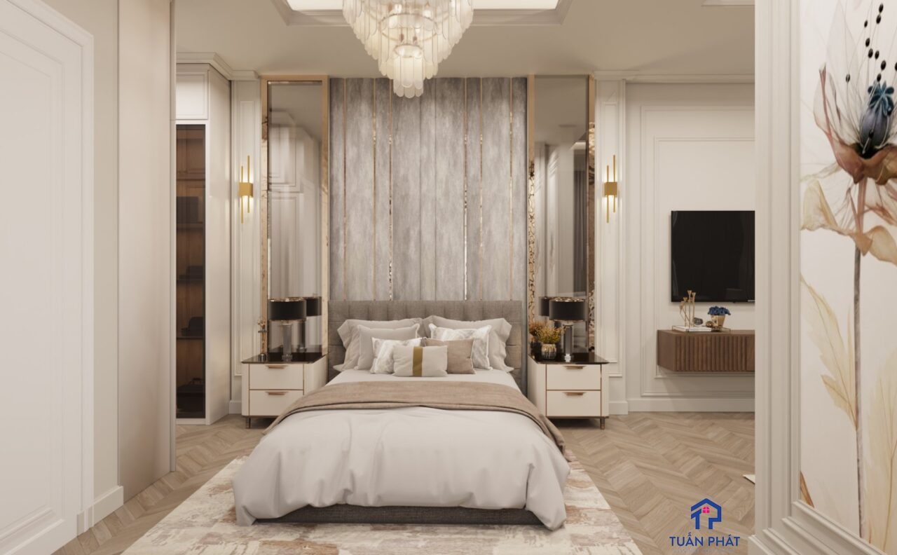 Combo giường ngủ và tab tân cổ điển hiện đại - GN11
