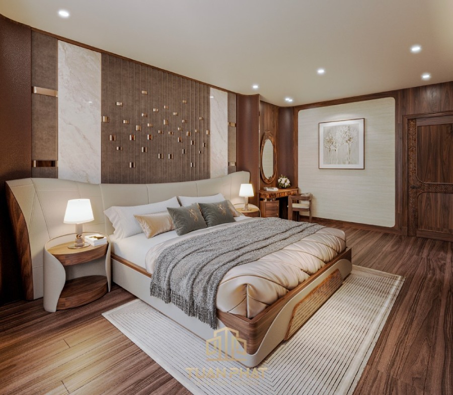 combo nội thất phòng ngủ gỗ óc chó sang trọng