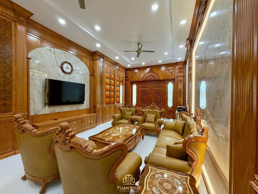 dự án phòng khách tân cổ điển tuấn phát