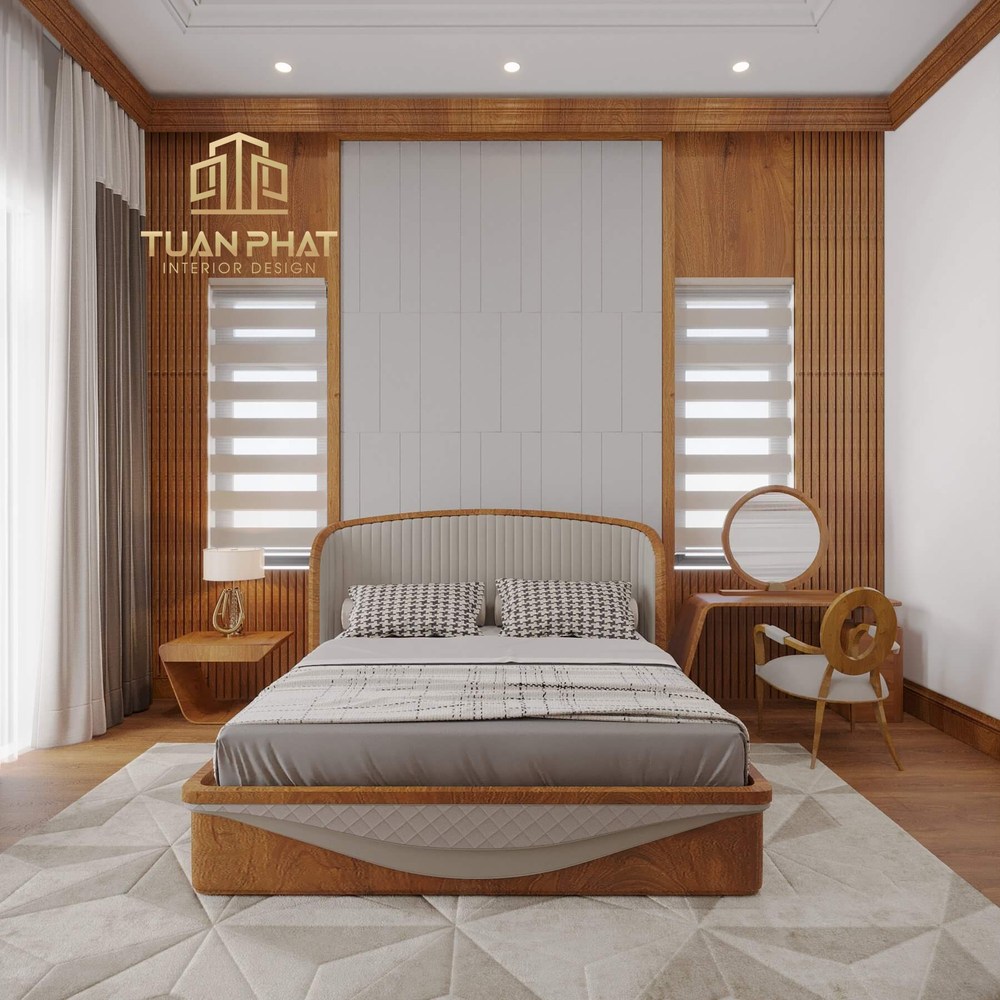 Giường ngủ gỗ gõ đỏ chân hộp vuông GN58