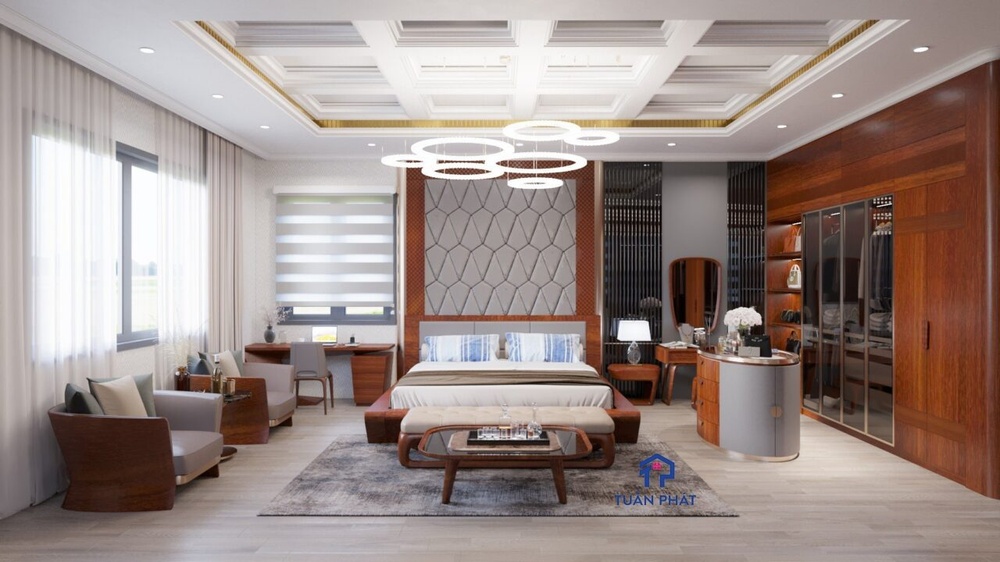 Giường ngủ gỗ gõ đỏ chân vát vào trong GN62 (1)