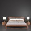 Giường ngủ gỗ óc chó chân quỳ đơn giản GN73