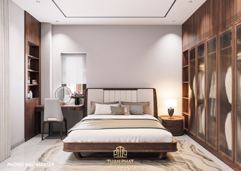 giường ngủ gỗ óc chó chân quỳ