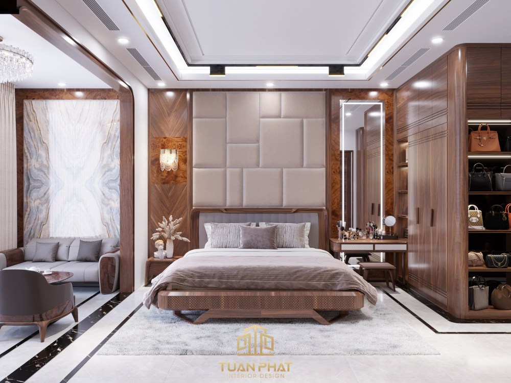 giường ngủ gỗ óc chó chân thuyền