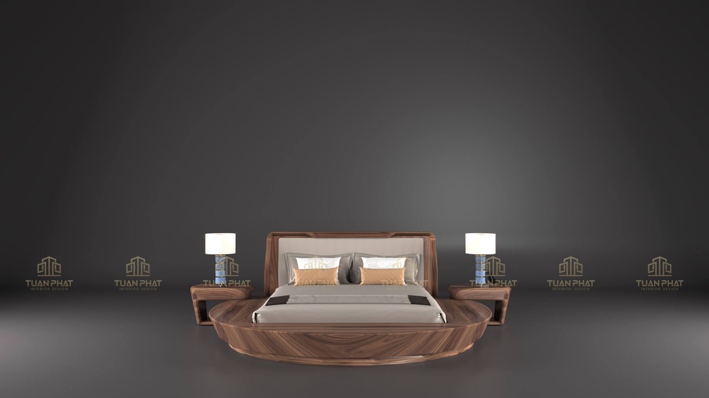 Giường ngủ gỗ óc chó chân tròn GN69 1 Giường ngủ gỗ óc chó chân tròn GN69