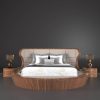 Giường ngủ gỗ óc chó liền đầu giường GN70