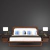 Giường ngủ gỗ óc chó phối da GN71