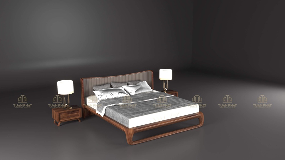 Giường ngủ gỗ óc chó tối giản GN72 1 Giường ngủ gỗ óc chó tối giản GN72