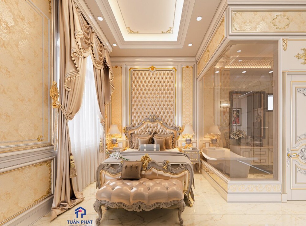 Giường ngủ tân cổ điển gỗ công nghiệp - GN06