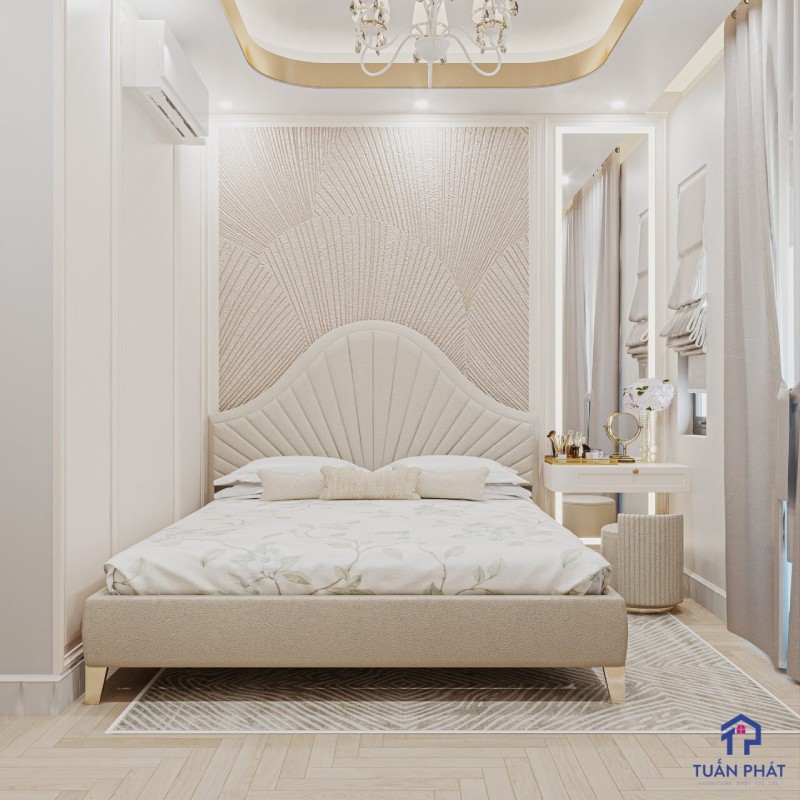 Giường tân cổ điển màu trắng - GN13