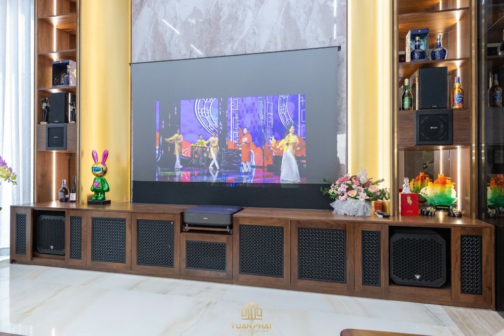 mẫu kệ tivi phòng khách gỗ óc chó
