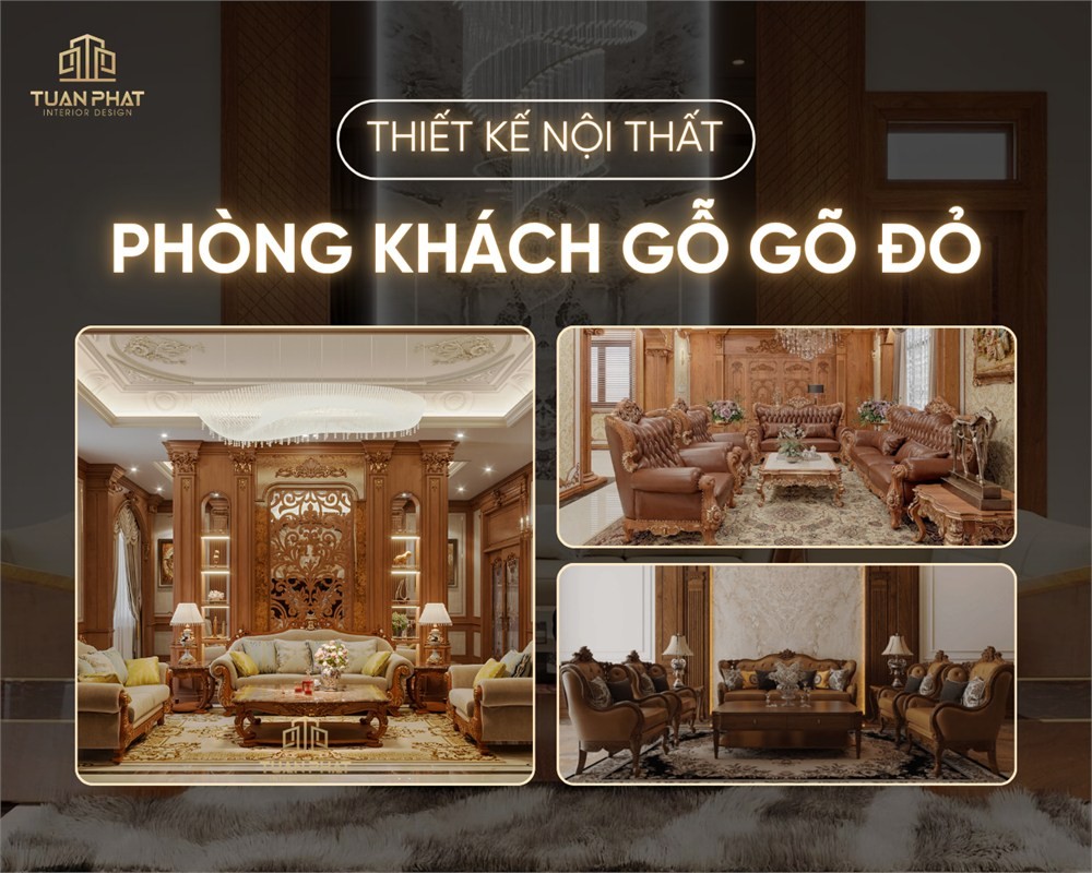 mẫu phòng khách gỗ gõ đỏ